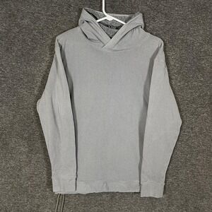 John Elliott‎ + Co Hoodie Mens XL Gray Mesh Knit Lined Pullover Drawstring Hem